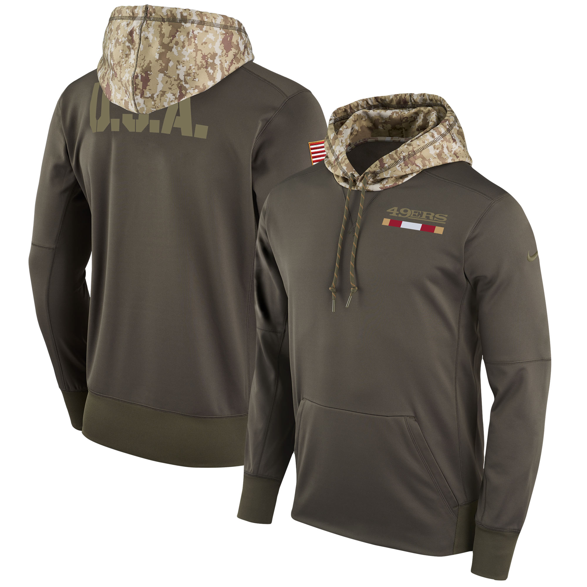 Men NFL San Francisco 49ers Nike Olive Salute To Service Hoodie Green->kansas city chiefs->NFL Jersey